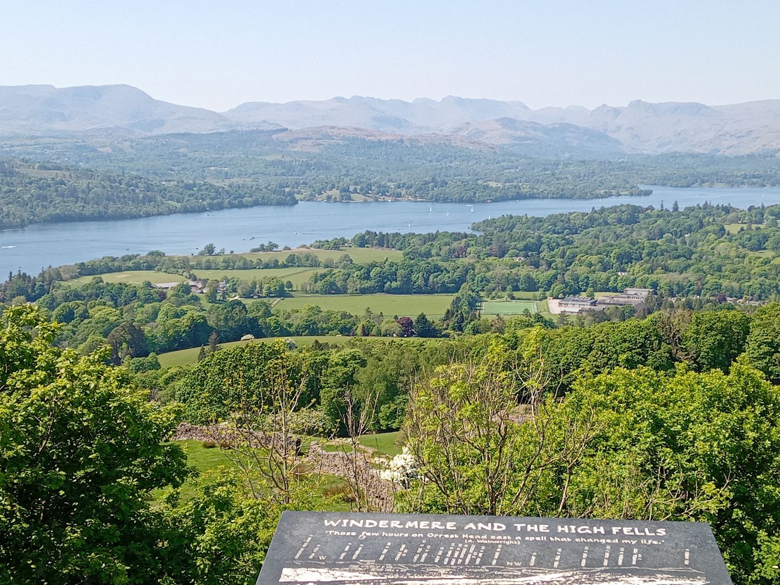 View over Windermere and the fells from the Orrest Head viewpoint